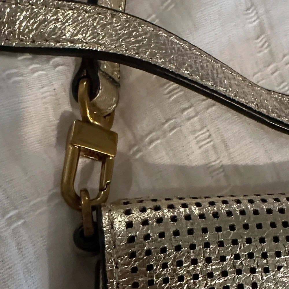 Tory Burch Metallic Gold Crossbody Phone Pouch